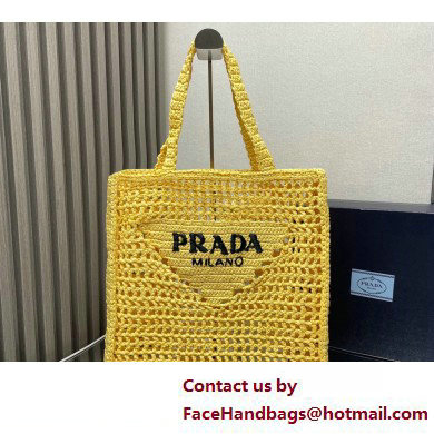 Prada raffia tote bag 1BG393 Yellow 2025