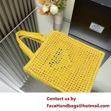 Prada raffia tote bag 1BG393 Yellow 2025