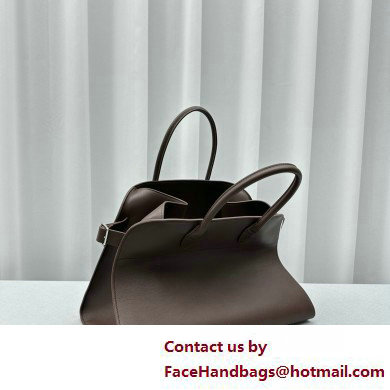 THE ROW MARGAUX 15 BAG IN BOX LEATHER Dark Chocolate 2025