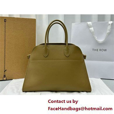 THE ROW MARGAUX 15 BAG IN BOX LEATHER khaki green 2025 - Click Image to Close