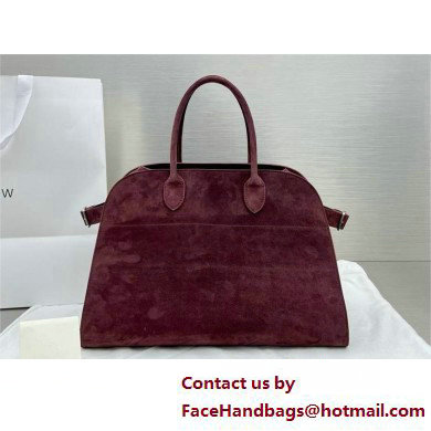 THE ROW MARGAUX 15 BAG IN suede LEATHER BURGUNDY 2025