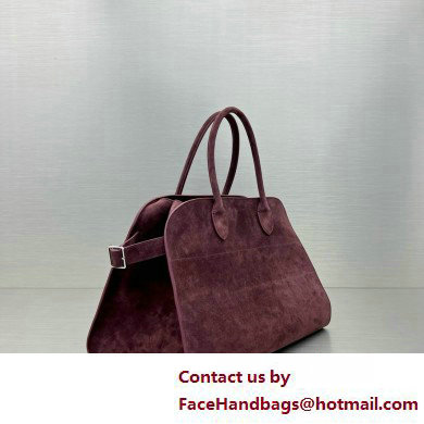 THE ROW MARGAUX 15 BAG IN suede LEATHER BURGUNDY 2025