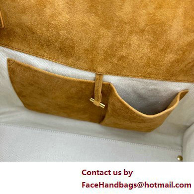 THE ROW MARGAUX 15 BAG IN suede LEATHER CARAMEL 2025