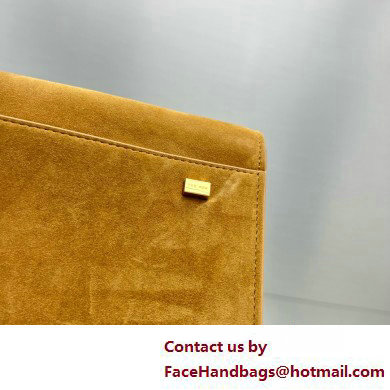 THE ROW MARGAUX 15 BAG IN suede LEATHER CARAMEL 2025