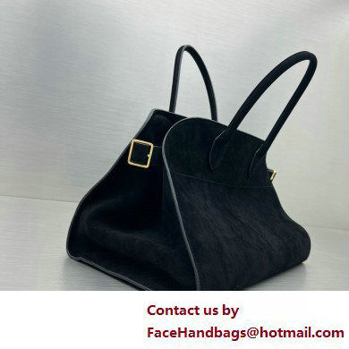 THE ROW MARGAUX 15 BAG IN suede LEATHER black 2025