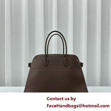 THE ROW MARGAUX 17 BAG IN BOX LEATHER Dark Chocolate 2025