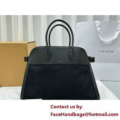 The Row Soft Margaux 15 Bag in Leather black/Canvas White 2025