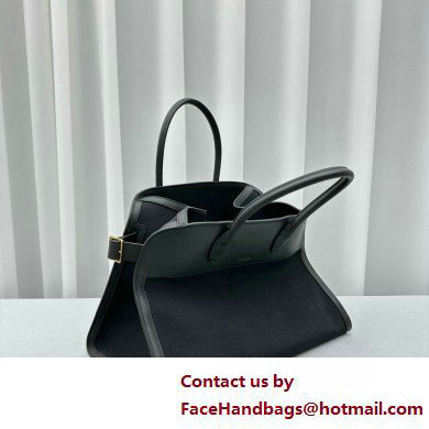 The Row Soft Margaux 15 Bag in Leather black/Canvas White 2025