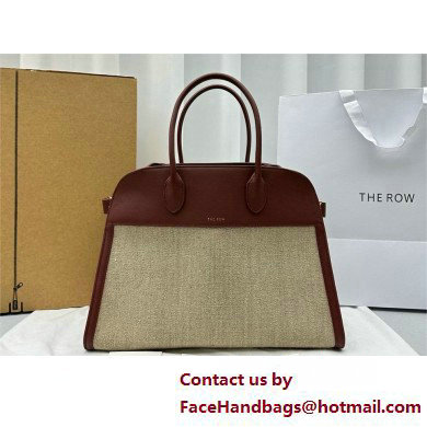 The Row Soft Margaux 15 Bag in Leather burgundy/Canvas White 2025 - Click Image to Close