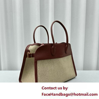 The Row Soft Margaux 15 Bag in Leather burgundy/Canvas White 2025