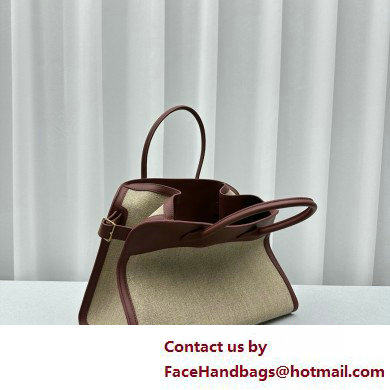 The Row Soft Margaux 15 Bag in Leather burgundy/Canvas White 2025