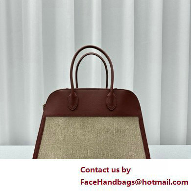 The Row Soft Margaux 15 Bag in Leather burgundy/Canvas White 2025