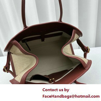 The Row Soft Margaux 15 Bag in Leather burgundy/Canvas White 2025