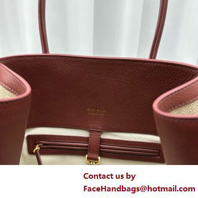 The Row Soft Margaux 15 Bag in Leather burgundy/Canvas White 2025