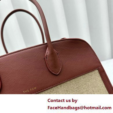 The Row Soft Margaux 15 Bag in Leather burgundy/Canvas White 2025