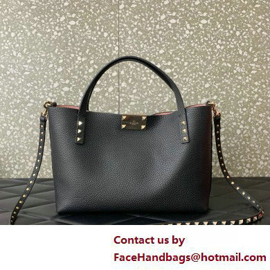 VALENTINO SMALL ROCKSTUD GRAINY CALFSKIN BAG WITH CONTRASTING LINING BLACK 2025