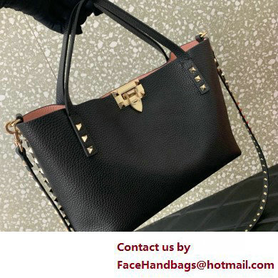 VALENTINO SMALL ROCKSTUD GRAINY CALFSKIN BAG WITH CONTRASTING LINING BLACK 2025