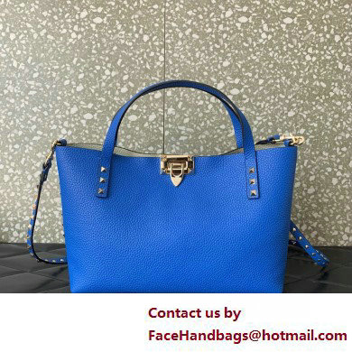 VALENTINO SMALL ROCKSTUD GRAINY CALFSKIN BAG WITH CONTRASTING LINING blue 2025