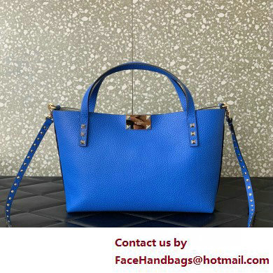 VALENTINO SMALL ROCKSTUD GRAINY CALFSKIN BAG WITH CONTRASTING LINING blue 2025