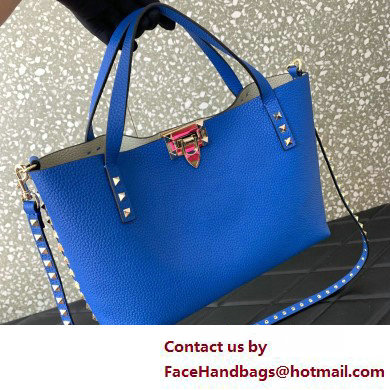 VALENTINO SMALL ROCKSTUD GRAINY CALFSKIN BAG WITH CONTRASTING LINING blue 2025