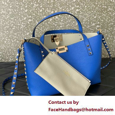 VALENTINO SMALL ROCKSTUD GRAINY CALFSKIN BAG WITH CONTRASTING LINING blue 2025