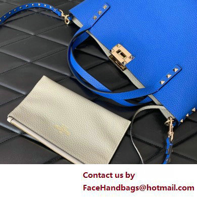 VALENTINO SMALL ROCKSTUD GRAINY CALFSKIN BAG WITH CONTRASTING LINING blue 2025