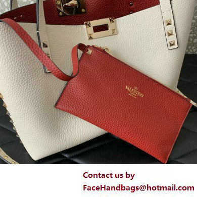 VALENTINO SMALL ROCKSTUD GRAINY CALFSKIN BAG WITH CONTRASTING LINING white 2025