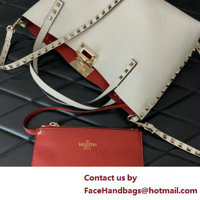 VALENTINO SMALL ROCKSTUD GRAINY CALFSKIN BAG WITH CONTRASTING LINING white 2025