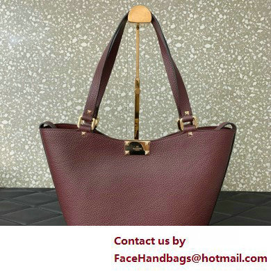 Valentino Garavani Rockstud Leather Tote BURGUNDY 2025