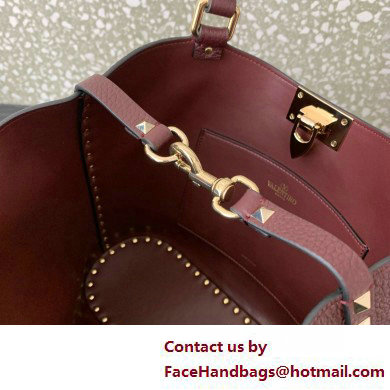 Valentino Garavani Rockstud Leather Tote BURGUNDY 2025