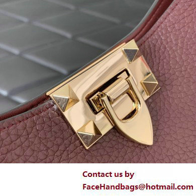 Valentino Garavani Rockstud Leather Tote BURGUNDY 2025