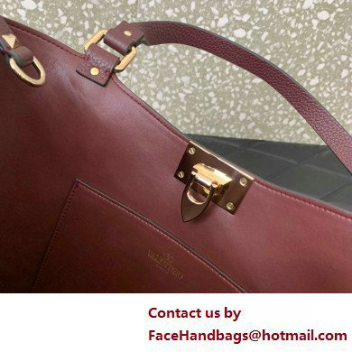 Valentino Garavani Rockstud Leather Tote BURGUNDY 2025