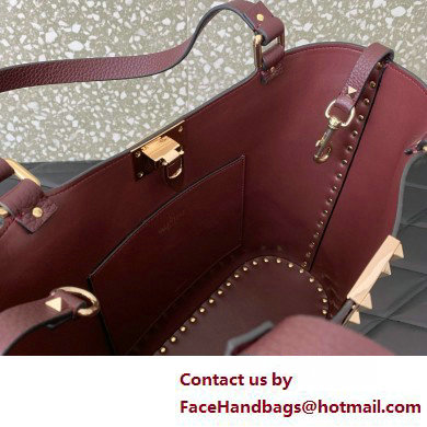 Valentino Garavani Rockstud Leather Tote BURGUNDY 2025