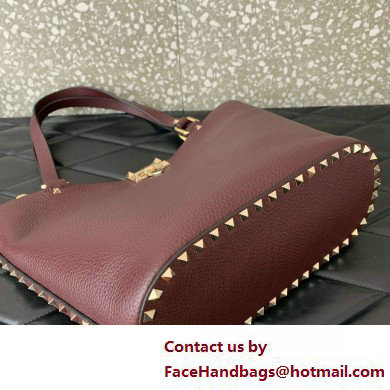 Valentino Garavani Rockstud Leather Tote BURGUNDY 2025