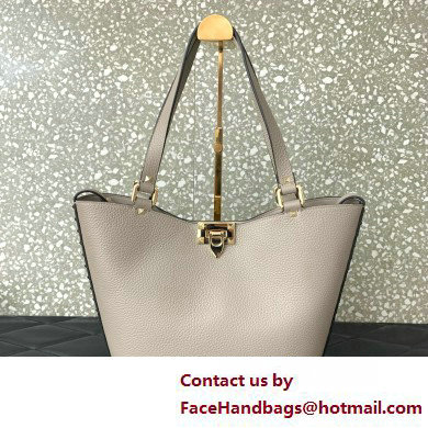 Valentino Garavani Rockstud Leather Tote GRAY 2025