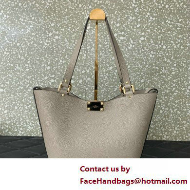 Valentino Garavani Rockstud Leather Tote GRAY 2025