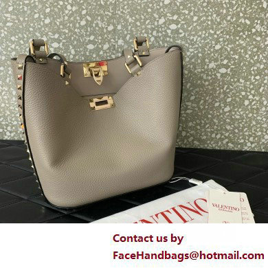 Valentino Garavani Rockstud Leather Tote GRAY 2025