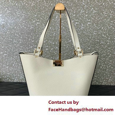 Valentino Garavani Rockstud Leather Tote WHITE 2025 - Click Image to Close