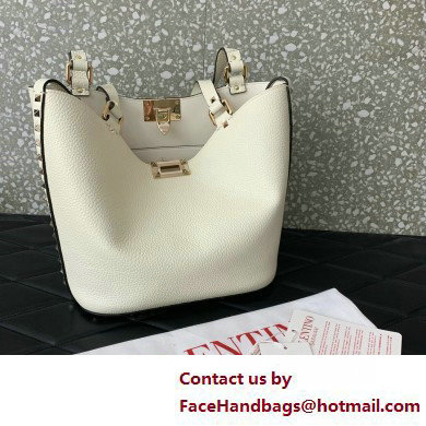 Valentino Garavani Rockstud Leather Tote WHITE 2025