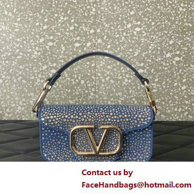 Valentino Garavani Small Loco DENIM SHOULDER BAG WITH RHINESTONES 2025 - Click Image to Close