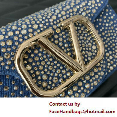 Valentino Garavani Small Loco DENIM SHOULDER BAG WITH RHINESTONES 2025