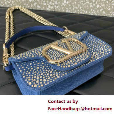 Valentino Garavani Small Loco DENIM SHOULDER BAG WITH RHINESTONES 2025