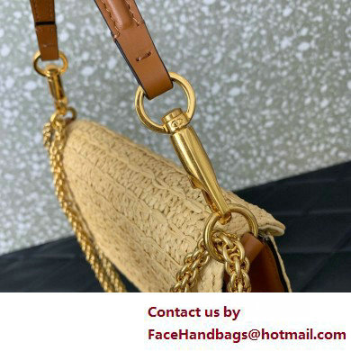 Valentino Garavani Small Loco RAFFIA SHOULDER BAG WITH JEWEL LOGO tan 2025