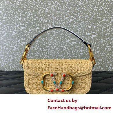 Valentino Garavani Small Loco RAFFIA SHOULDER BAG WITH JEWEL LOGO white 2025