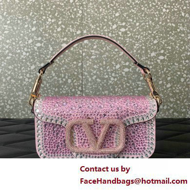 Valentino Garavani Small Loco Rhinestone Shoulder Bag pink 2025