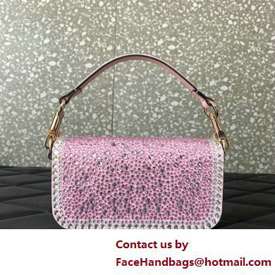 Valentino Garavani Small Loco Rhinestone Shoulder Bag pink 2025