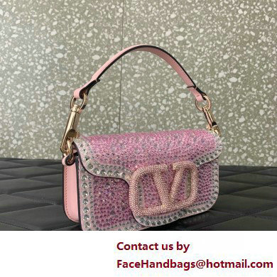 Valentino Garavani Small Loco Rhinestone Shoulder Bag pink 2025