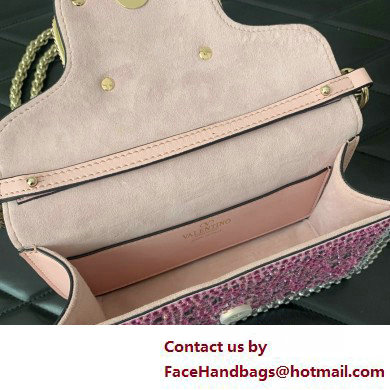 Valentino Garavani Small Loco Rhinestone Shoulder Bag pink 2025