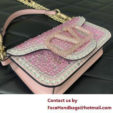 Valentino Garavani Small Loco Rhinestone Shoulder Bag pink 2025