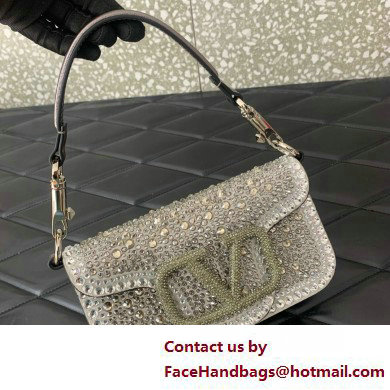 Valentino Garavani Small Loco Rhinestone Shoulder Bag silver 2025